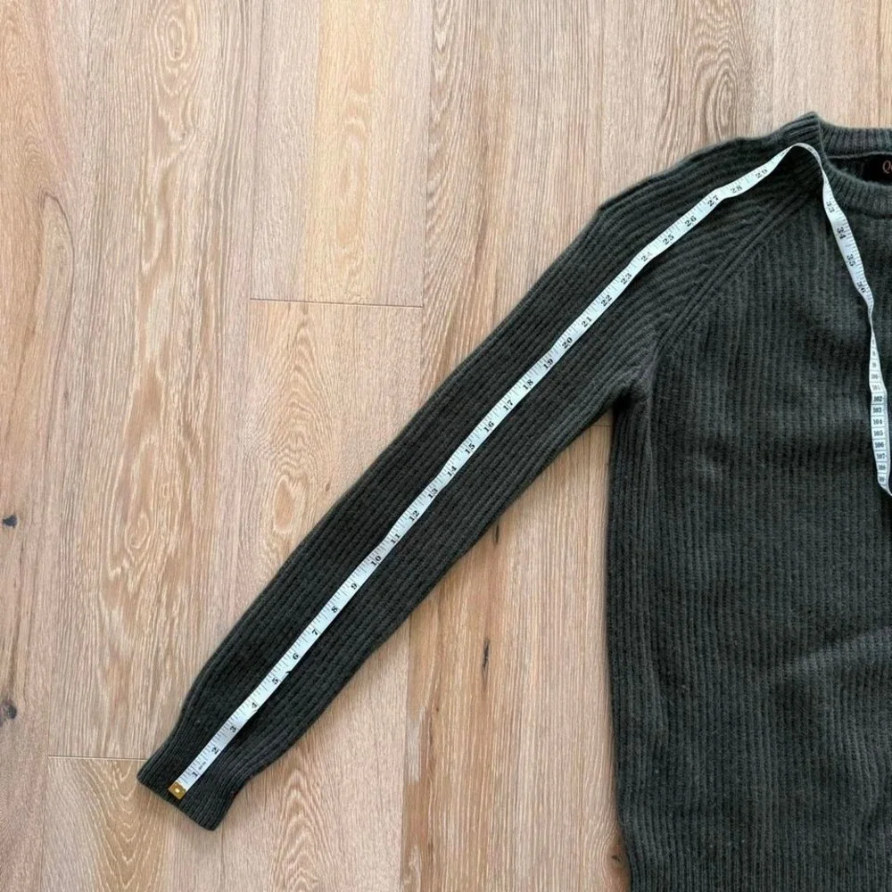 Quince Men's Olive Green Ribbed Wool Sweater